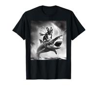 Chien drôle Bouledogue français chevauchant Un Requin dans Tornado Meme T-Shirt