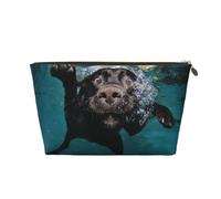 Chien drôle de Labrador Noir nageant avec Un Visage expressif, Trousse de Maquillage Trousse à cosmétiques Trousse de Toilette de Voyage Portable Pochette de Toilette