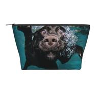 Chien drôle de Labrador Noir nageant avec Un Visage expressif, Trousse de Toilette Trousse de Maquillage Sac à cosmétiques Trousse de Toilette de Voyage Portable
