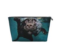 Chien drôle de Labrador Noir nageant avec Un Visage expressif, Trousse de Toilette Trousse de Maquillage Sac à cosmétiques Trousse de Toilette de Voyage Portable