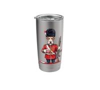 Chien drôle Fox Terrier Londres KING'S GUARD Angleterre Gobelet isotherme en acier inoxydable double paroi