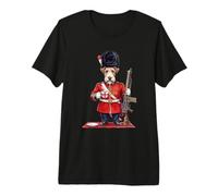 Chien drôle Fox Terrier Londres King's Guard Angleterre T-Shirt Haut de Gamme