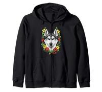 Chien du Connecticut et Fleur de Mirablis colorée Sweat à Capuche