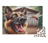 Chien effrayé Face à Un Moustique Puzzle Chien Rugissant 1000 Pièces Carton pour Amateurs De Puzzles Impression HD Challenge/Difficile Loisir Créatif Haute Qualité Exclusif 52x38cm/1000pcs