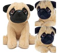 Chien en peluche carlin assis super mignon d'environ 20 cm x 15 cm x 13 cm, doudou, chien en peluche, chiot, peluche douce classique