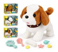 Chien en peluche Chiot qui aboie et marche Abbaye Balançoire Chien jouet interactif marche queue chien jouet enfant marche chiot électronique chiot en peluche (A)