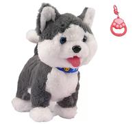 Chien en Peluche interactif - Laisse avec télécommande et Smart Touch, promenades/aboiements/Chants, Design Doux et Durable pour Le Plaisir et Les câlins des Enfants #E