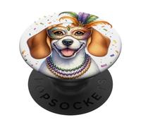 Chien en Porcelaine Mardi Gras PopSockets PopGrip Adhésif