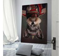 Chien en uniforme militaire, 3 toiles murales pour chambre à coucher, pour adolescentes, femmes, décoration de salon, 50 x 75 cm