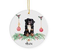 Chien Épagneul Tibétain Noir Céramique Ornements De Noël, avec Ficelle Décoration en Céramique 7.3Cm Décoration Sapin De Noel