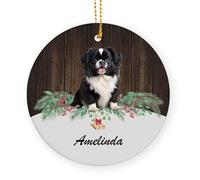 Chien Épagneul Tibétain Noir Céramique Ornements De Noël, avec Ficelle Pendentif pour Décorations 7.3Cm Décoration De Noël