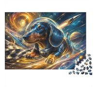 Chien Espace Fusée Puzzle, 1000 Pièces pour Adultes Haute Qualité | 38x26cm Carton Exercice Mental, Ajustement Précis, Cadeau Ami, Décoration Salon