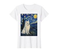 Chien Esquimau américain Nuit étoilée T-Shirt Graphique avec Valeur, Femme, Blanc, S