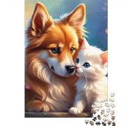 Chien et Chat Puzzle 1000 Pièces Papier pour Adultes Amitié Animale Jeu de Puzzle 1000 Pièces Détente Famille Décoration Cadeau 70x50cm/1000pcs