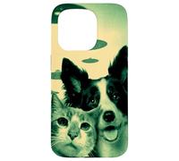 Chien et Chat Selfie Objet Volant Non Identifié UFOs Coque pour iPhone 15 Pro