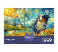Chien étoilé 1000 Pièces Puzzle Impossible Belle Décoration Familiale Champ de blé de Style de Peinture à l'huile Puzzles Jouets De Difficiles pour La Famille 52x38cm/1000pcs