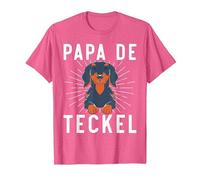 Chien Fête des Pères Saucisse Wiener Papa De Teckel T-Shirt, Homme, Rose Chiné, XL