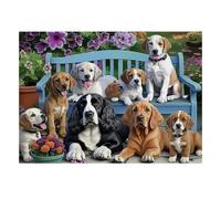 Chien Fleur Banc 1000 Pièces Mini Puzzle pour Adultes Décor Intérieur | 70x50cm Carton Amateurs De Puzzles Relaxation Mentale Puzzle Intellectuel Cadeau Anniversaire Décor Maison