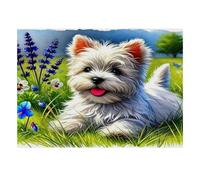 Chien Fleur Herbe 1000pcs pour Adultes Mini Puzzle Difficile | 52x38cm Carton Décor Salon Structure Durable Cadeau Anniversaire Soulagement Anxiété
