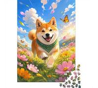 Chien Fleur Papillon Puzzle, 1000 Pièces Jeu D'intérieur Adulte | 52x38cm Carton, Passe-temps Intellectuel, Construction Solide, Amateurs D'art, Interaction Familiale
