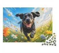 Chien Fleur Prairie 1000pcs Mini Puzzle pour Adultes Difficile | 52x38cm Carton Décor Salon Structure Durable Cadeau Anniversaire Relaxation