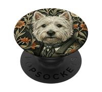 Chien Floral Westie Victorian Gentleman PopSockets PopGrip Adhésif