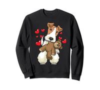 Chien Fox Terrier À Poil Dur Avec Cœur Et Peluche Sweatshirt