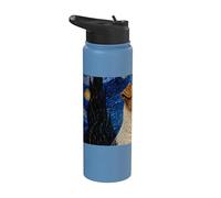 Chien Fox Terrier filaire Van Gogh Nuit étoilée Stainless Steel Insulated Water Bottle
