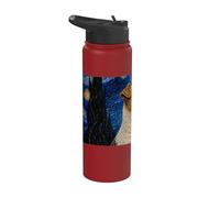Chien Fox Terrier filaire Van Gogh Nuit étoilée Stainless Steel Insulated Water Bottle
