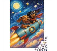 Chien Fusée Espace Puzzle, 1000 Pièces Jeu Intérieur Adulte | 38x26cm Carton, Exercice Mental, Assemblage Facile, Amateurs De Puzzles, Réduction Du Stress