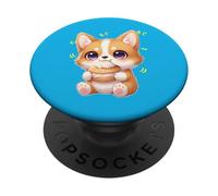 Chien Gallois Amusant et Amusant de Kawaii Chibi Corgi Munching PopSockets PopGrip Adhésif