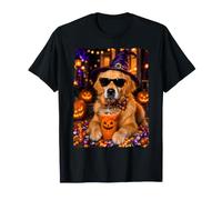 Chien Golden Retriever Amusant Buvant du café glacé Halloween T-Shirt