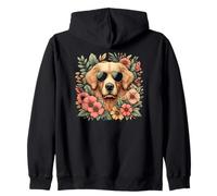 Chien Golden Retriever cool dans un style art floral chien maman papa Sweat à Capuche