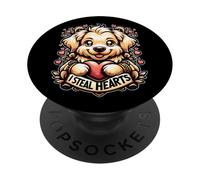 Chien Golden Retriever de Saint-Valentin I Steal Hearts Drôle PopSockets PopGrip Adhésif