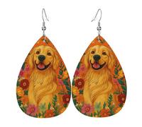 Chien Golden Retriever Joyeux Boucle D'Oreille Double Face Boucles D'Oreilles En Cuir Légères Pendantes D'Oreille Pour Décorations Femme
