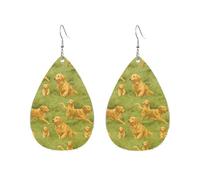 Chien Golden Retriever Joyeux Sur L'Herbe Boucles D'Oreilles En Cuir Tendance Boucles D'Oreilles Légères Boucle D'Oreille Pour Quotidien Femme Décorations