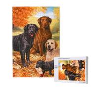 Chien Golden Retriever Labrador d'automne remerciant,Puzzle 1000 pièces en Bois pour Adultes et Adolescents - Jeu Familial - Décoration Murale