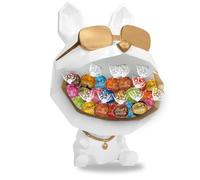 Chien Gourmand LINDOR | Vide Poche Blanc Garni d'un Assortiment de 20 chocolats LINDT aux Saveurs Originales et Exclusives | Coffret Original à Offrir