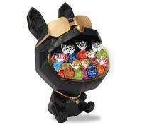 Chien Gourmand LINDOR | Vide Poche Noir Garni d'un Assortiment de 20 chocolats LINDT aux Saveurs Originales et Exclusives | Coffret Original à Offrir