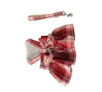 Chien Harnais avec Plaid À Bowknot Élégant Et Respirant pour Mariages Fêtes Et Usure Quotidienne Rouge Taille M XS
