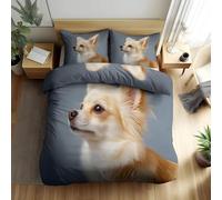 Chien Housse de Couette 140x200 ThèMe Animalier 3 Piè Parure de Lit Microfibre avec Fermeture Éclair, Parure de Couette avec 2 Taie Oreillers 65x65cm F1125