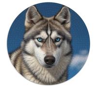 Chien Husky 1000 Pièces Puzzle Convient Aux Adultes Et Aux Enfants Jeu D'Intelligence Pets Mignons Puzzle Rond Décoration Moderne Bricolage Jeu Cadeau Unique (67.5x67.5cm)