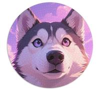 Chien Husky 1000 Pièces Puzzle Intelligence Pets Mignons Puzzle Rond Classiques DIY Jeu Cadeau Unique (67.5x67.5cm)