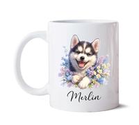Chien Husky De Sibérie Mug Céramique Tasse À Café Durable Tasse À Thé Cadeaux Fantaisie Pour Anniversaire Noël Bureau 330 Ml