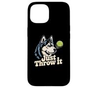 Chien Husky drôle | Husky Mom Dad Fetch Command Just Throw It Coque pour iPhone 15