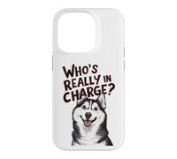 Chien Husky drôle Qui est Vraiment en Charge propriétaire d'animal Coque pour iPhone 14 Pro