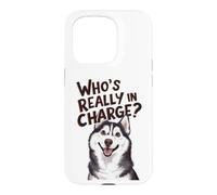 Chien Husky drôle Qui est Vraiment en Charge propriétaire d'animal Coque pour iPhone 15 Pro