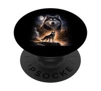 Chien Husky Sibérien Clair de Lune PopSockets PopGrip Adhésif