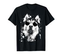 Chien Husky sibérien Cool avec Lunettes de Soleil Splash Art T-Shirt