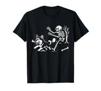 Chien Husky Sibérien Squelette Chase Hommes Femmes Enfants T-Shirt